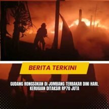 Gudang Rongsokan di Jombang Terbakar Dini Hari, Kerugian Ditaksir Rp70 Juta
