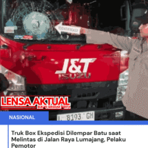 Truk Box Ekspedisi Dilempar Batu saat Melintas di Jalan Raya Lumajang, Pelaku Pemotor