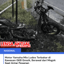 Motor Yamaha Mio Ludes Terbakar di Kawasan GKB Gresik, Berawal dari Mogok Saat Antar Pesanan